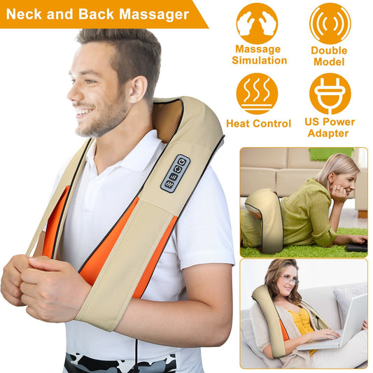 1Pc Neck Shoulder Massager Electric Back Massage Cape With Heat Deep Tissue 3D Kneading Massage Neck Waist Shiatsu Massager Pillow For Muscles Pain Relief Relax In Car Office And Home