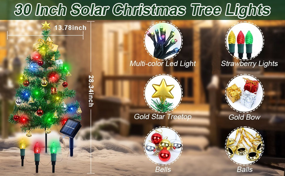 Solar Christmas Tree Lights For 2 Pcs