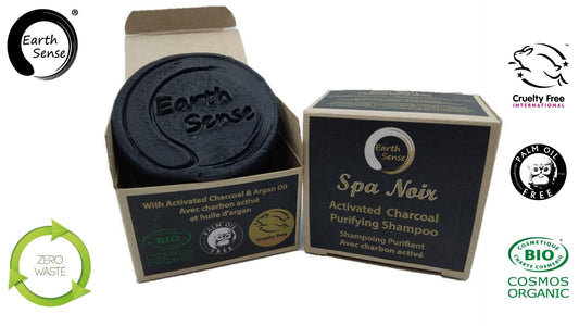 Organic Certified Spa Noir - Solid Shampoo with activated charcoal -